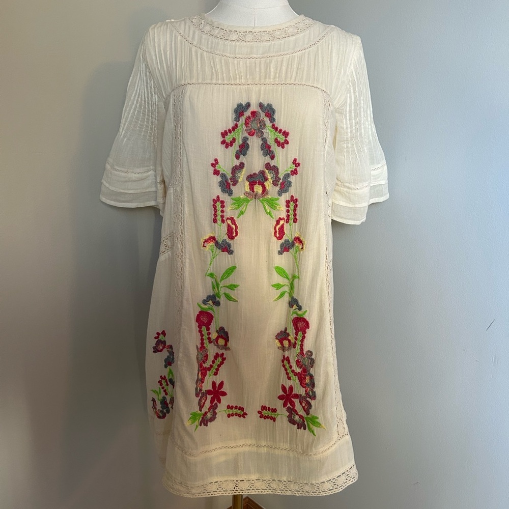 Free People Cream Flutter Sleeve Sundress